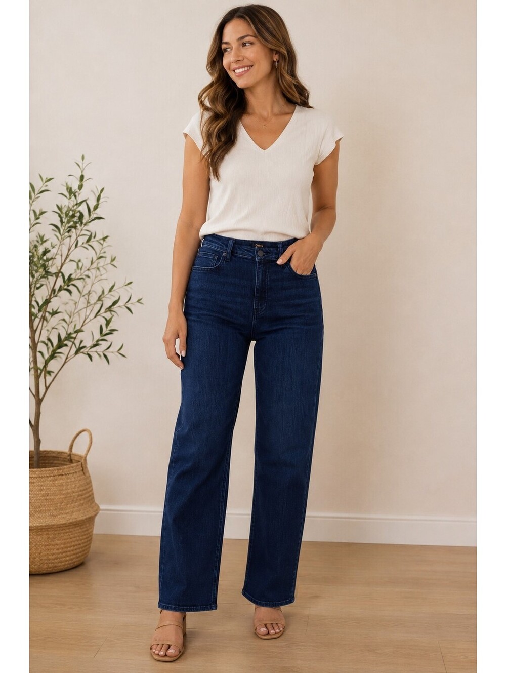 Quince Bella Stretch Jeans Organic Cotton Woman's 29x26 Deep Sea Blue Classic